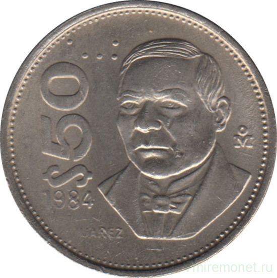 Монета. Мексика. 50 песо 1984 год. Новый тип.