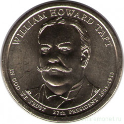 Монета. США. 1 доллар 2013 год. Президент США № 27, Уильям Говард Тафт. Монетный двор D.