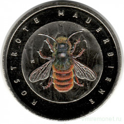 Монета. Германия. 5 евро 2023 год. Красная пчела-каменщик.
