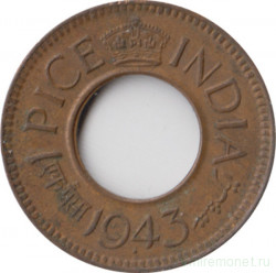 Монета. Британская Индия. 1 пайс 1943 год.