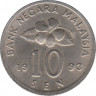 Монета. Малайзия. 10 сен 1993 год. ав.