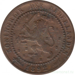 Монета. Нидерланды. 1 цент 1892 год.