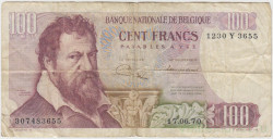 Банкнота. Бельгия. 100 франков 1970 год. Тип 134b (1).