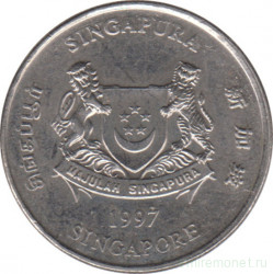 Монета. Сингапур. 20 центов 1997 год.