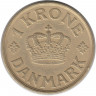 Монета. Дания. 1 крона 1939 год.