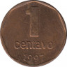 Монета. Аргентина. 1 сентаво 1997 год. ав.