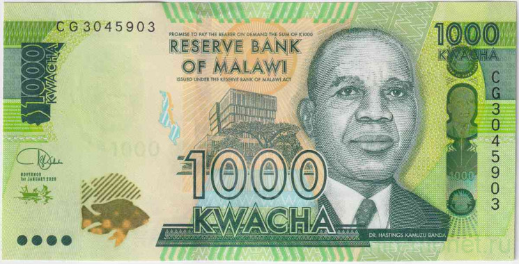 Банкнота. Малави. 1000 квачей 2020 год.
