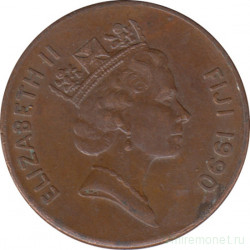 Монета. Фиджи. 2 цента 1990 год.