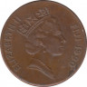 Монета. Фиджи. 2 цента 1990 год. ав.