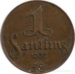 Монета. Латвия. 1 сантим 1932 год.