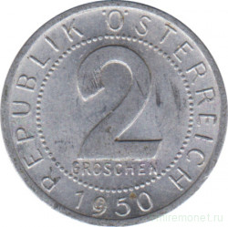 Монета. Австрия. 2 гроша 1950 год.