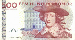 Банкнота. Швеция. 500 крон 2003 год.