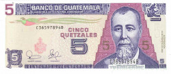 Банкнота. Гватемала. 5 кетцалей 2003 год. Тип 106a. 