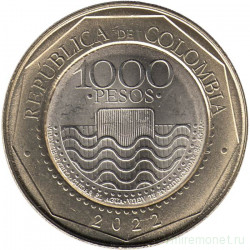 Монета. Колумбия. 1000 песо 2022 год. 