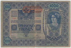 Банкнота. Австрия. 1000 крон 1902 год. Выпуск 2. (deutschosterreich горизонтально).