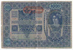 Банкнота. Австро-Венгрия. 1000 крон 1902 год. Выпуск 2. (deutschosterreich горизонтально). Тип 61(2).