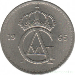 Монета. Швеция. 25 эре 1965 год.