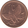 Монета. Папуа - Новая Гвинея. 1 тойя 2002 год. рев.