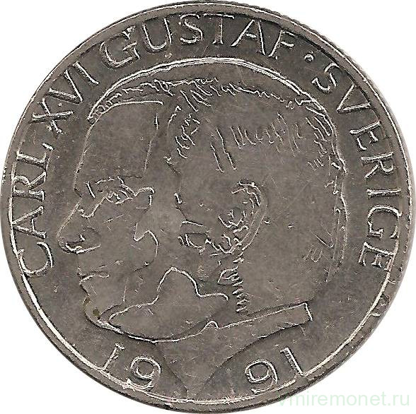 Монета. Швеция. 1 крона 1991 год.