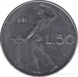 Монета. Италия. 50 лир 1982 год.