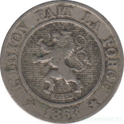 Монета. Бельгия. 10 сантимов 1863 год.