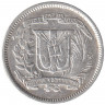 Монета. Доминиканская республика. 10 сентаво 1937 год.