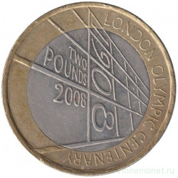 Монета. Великобритания. 2 фунта 2008 год. 100 лет со дня проведения летних Олимпийских игр в Лондоне.