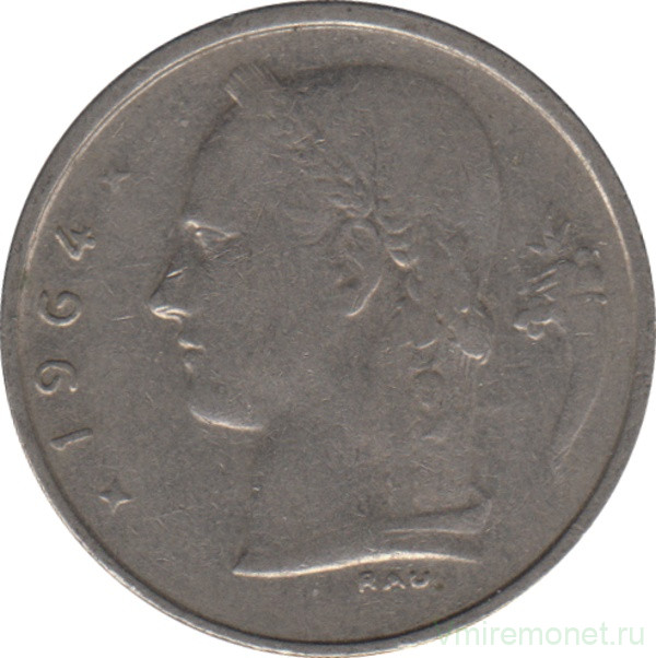 Монета. Бельгия. 1 франк 1964 год. BELGIE.