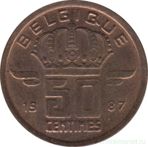 Монета. Бельгия. 50 сантимов 1987 год. BELGIQUE.