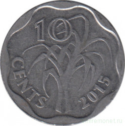 Монета. Свазиленд. 10 центов 2015 год.