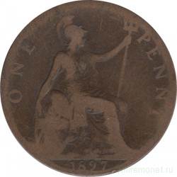 Монета. Великобритания. 1 пенни 1897 год.