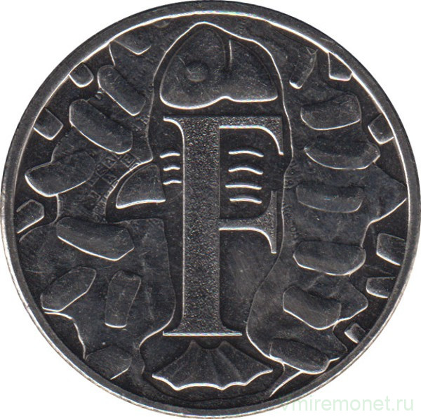 Монета. Великобритания. 10 пенсов 2019 год. Английский алфавит. Буква "F".