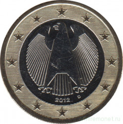 Монета. Германия. 1 евро 2012 год (D).