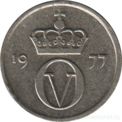 Монета. Норвегия. 10 эре 1977 год.