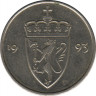 Монета. Норвегия. 50 эре 1993 год. ав.