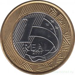 Монета. Бразилия. 1 реал 2007 год.