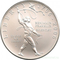 Монета. США. 1 доллар 2006 год (P). 300 лет со дня рождения Бенджамина Франклина.