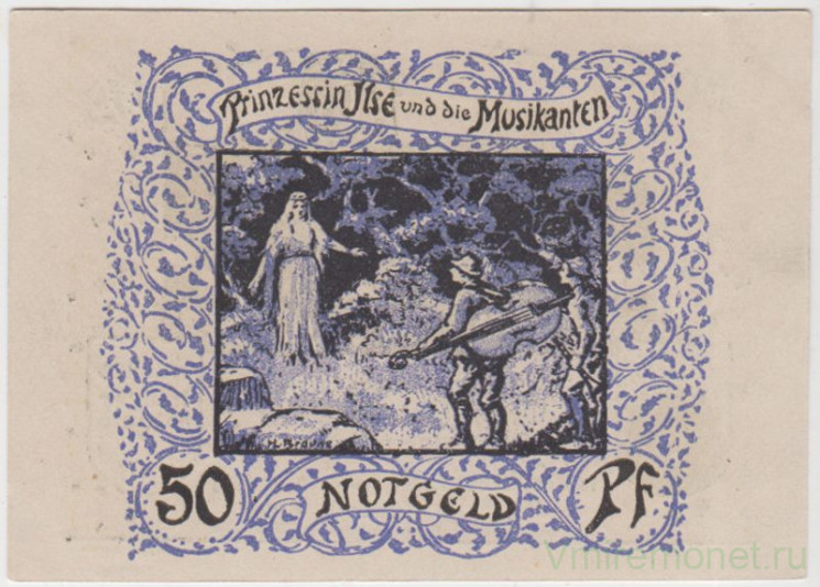 Бона. Нотгельд. Германия. Город Франкенхаузен. 50 пфеннигов 1921 год. Реверс 5. Вариант 373.1.а.5.