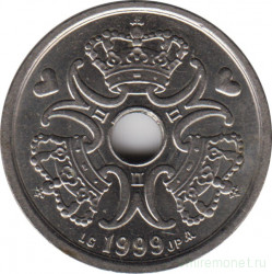 Монета. Дания. 2 кроны 1999 год.