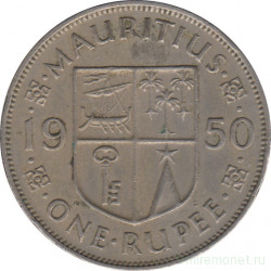 Монета. Маврикий. 1 рупия 1950 год.