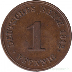 Монета. Германская империя. 1 пфенниг 1912 год. (G).