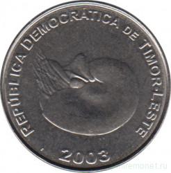 Монета. Восточный Тимор. 1 сентаво 2003 год.
