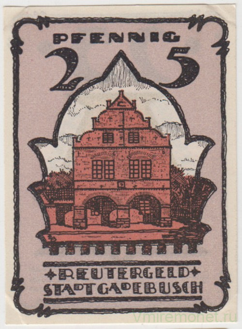 Бона. Нотгельд. Германия. Город Гадебуш. 25 пфеннигов 1922 год. Вариант 404.1.2.