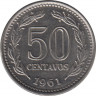 Монета. Аргентина. 50 сентаво 1961 год. ав.