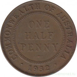 Монета. Австралия. 1/2 пенни 1932 год.