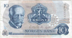 Банкнота. Норвегия. 10 крон 1983 год. Тип 36c.