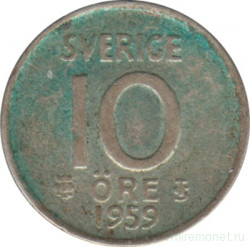 Монета. Швеция. 10 эре 1959 год.