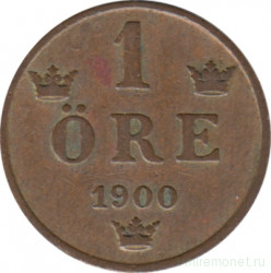 Монета. Швеция. 1 эре 1900 год.