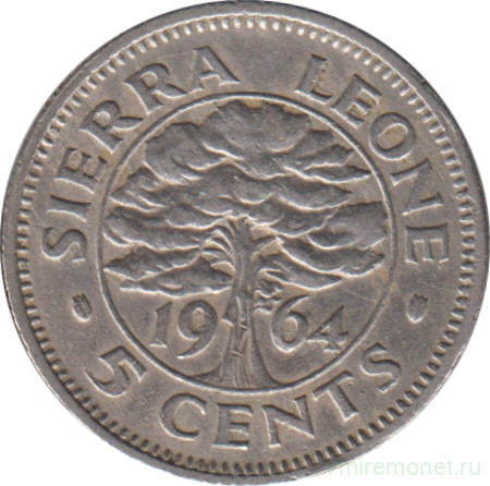 Монета. Сьерра-Леоне. 5 центов 1964 год.
