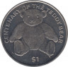 Монета. Великобритания. Британские Виргинские острова. 1 доллар 2002 год. 100 лет медвежонку Тедди. ав.